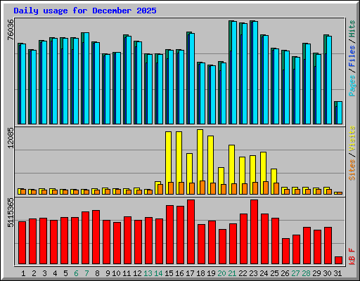 Daily usage for December 2025